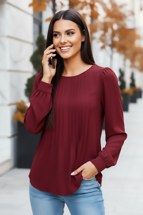 Дамска блуза TOVILDA BORDO, Цвят: бордо, IVET.BG - Твоят онлайн бутик.
