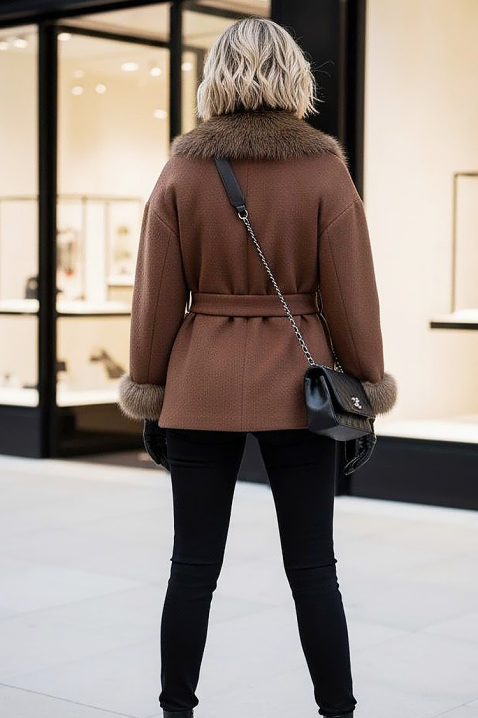 Палто ZARKENZA BROWN, Цвят: кафяв, IVET.BG - Твоят онлайн бутик.