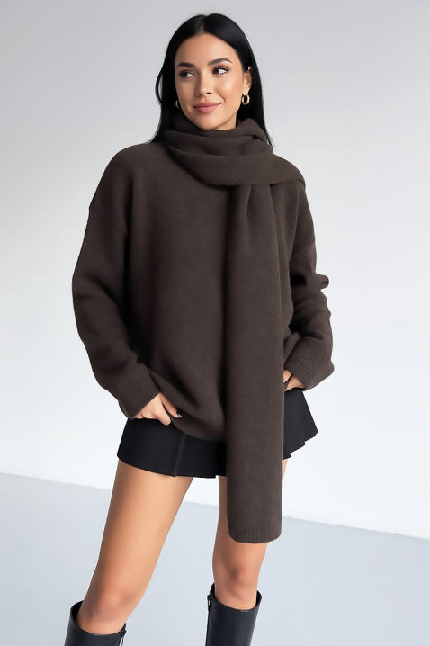 Пуловер ERTILODA BROWN, Цвят: кафяв, IVET.BG - Твоят онлайн бутик.