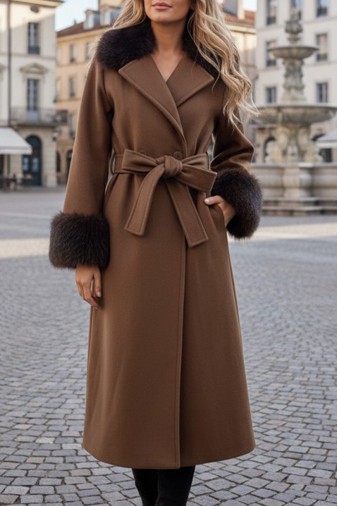 Палто LUXINDA BROWN, Цвят: кафяв, IVET.BG - Твоят онлайн бутик.