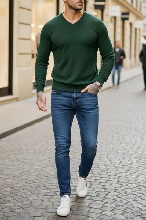 Мъжки пуловер MARKAN GREEN, Цвят: зелен, IVET.BG - Твоят онлайн бутик.