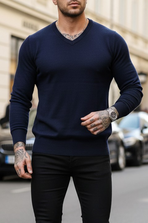 Мъжки пуловер MARKAN NAVY, Цвят: тъмносин, IVET.BG - Твоят онлайн бутик.