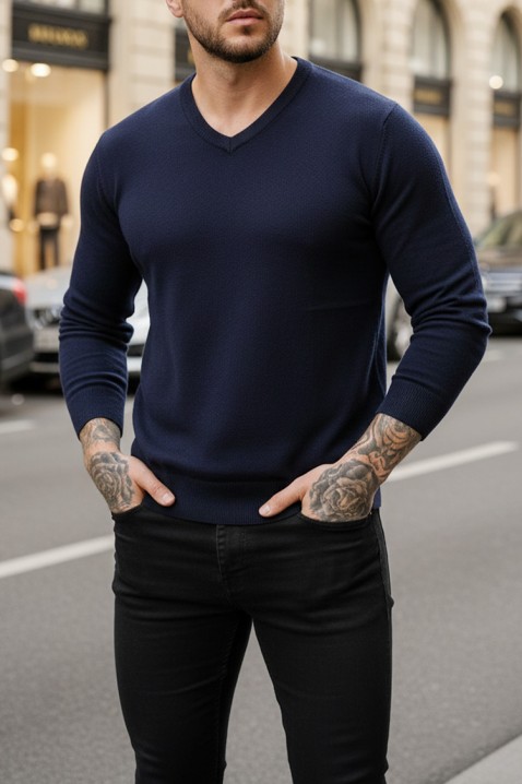 Мъжки пуловер MARKAN NAVY, Цвят: тъмносин, IVET.BG - Твоят онлайн бутик.