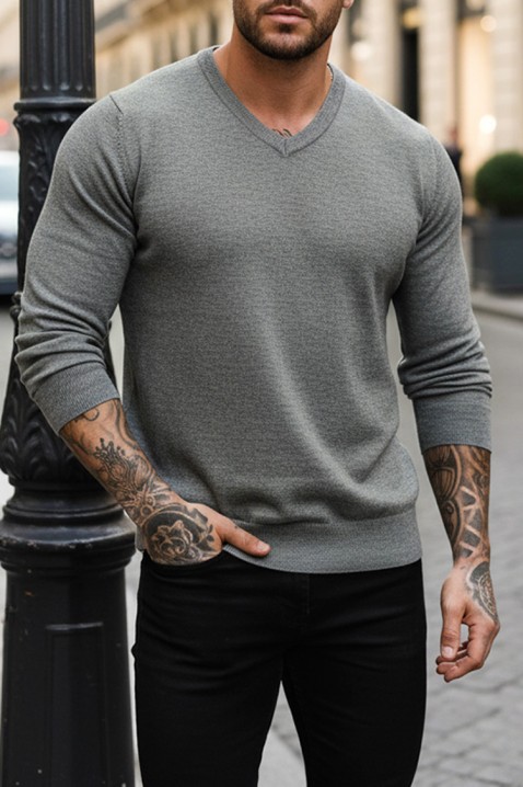 Мъжки пуловер MARKAN GREY, Цвят: сив, IVET.BG - Твоят онлайн бутик.