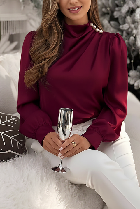 Дамска блуза NERLENZA BORDO, Цвят: бордо, IVET.BG - Твоят онлайн бутик.