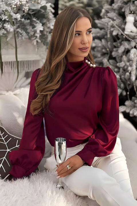 Дамска блуза NERLENZA BORDO, Цвят: бордо, IVET.BG - Твоят онлайн бутик.