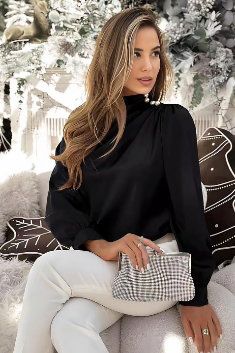 Дамска блуза NERLENZA BLACK, Цвят: черен, IVET.BG - Твоят онлайн бутик.