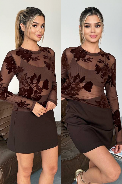 Дамска блуза APLEONA BROWN, Цвят: кафяв, IVET.BG - Твоят онлайн бутик.