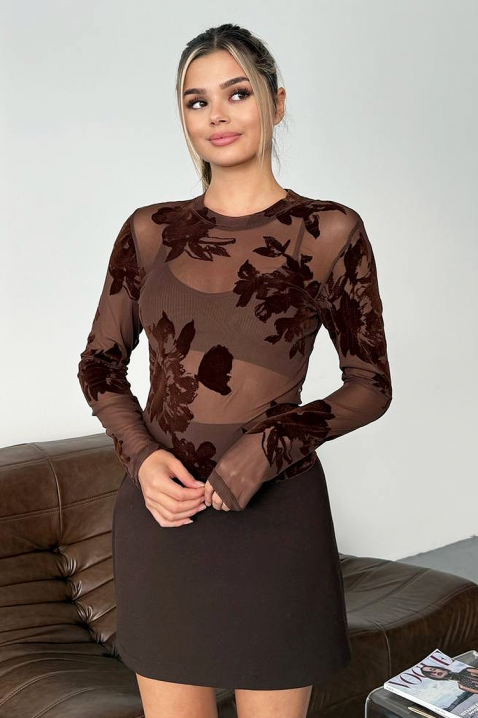 Дамска блуза APLEONA BROWN, Цвят: кафяв, IVET.BG - Твоят онлайн бутик.