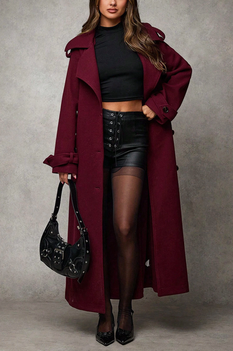 Палто PREMIELA BORDO, Цвят: бордо, IVET.BG - Твоят онлайн бутик.