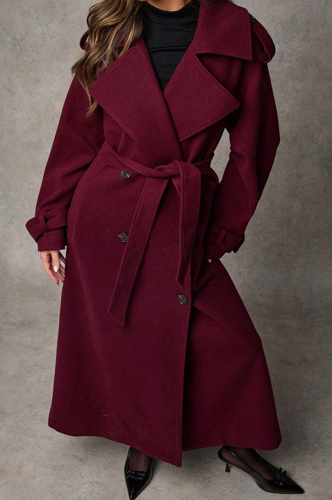 Палто PREMIELA BORDO, Цвят: бордо, IVET.BG - Твоят онлайн бутик.