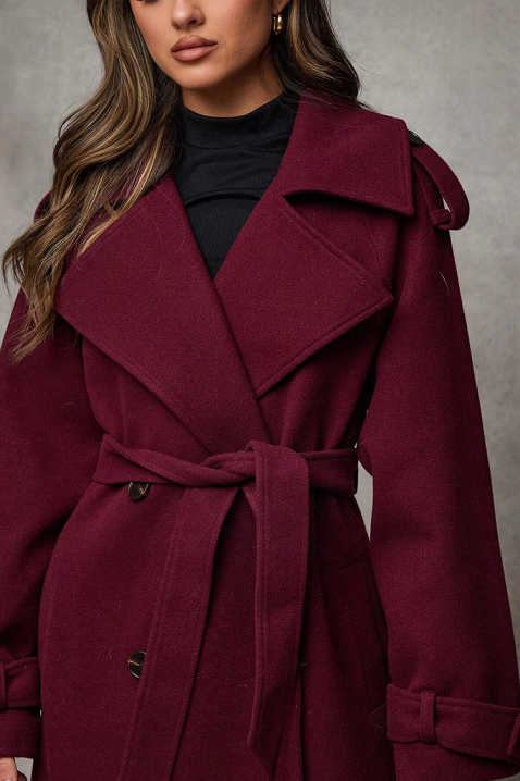 Палто PREMIELA BORDO, Цвят: бордо, IVET.BG - Твоят онлайн бутик.