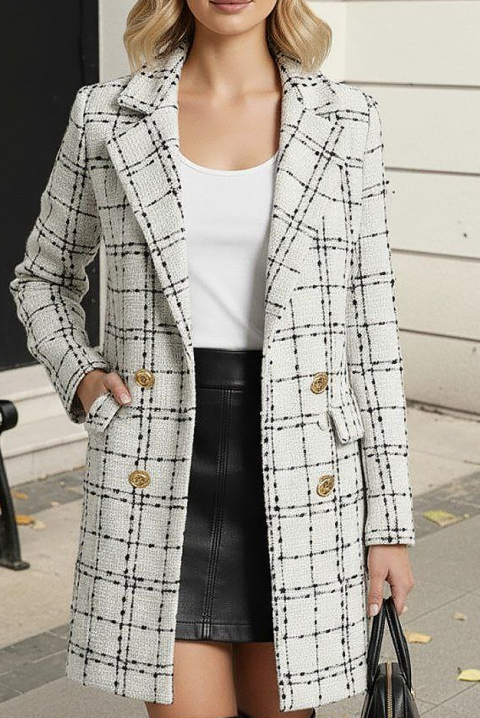 Палто KARIERZA WHITE, Цвят: бял, IVET.BG - Твоят онлайн бутик.