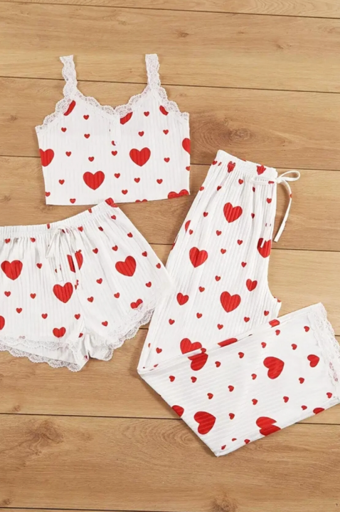 Пижама RETOLJA, Цвят: бял с червен, IVET.BG - Твоят онлайн бутик.