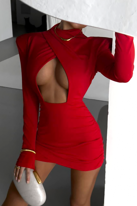 Рокля KLOPENVA, Цвят: червен, IVET.BG - Твоят онлайн бутик.