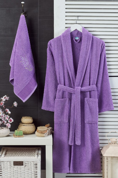 Комплект халат за баня и кърпа DRONEIFA LILA, Цвят: лилав, IVET.BG - Твоят онлайн бутик.