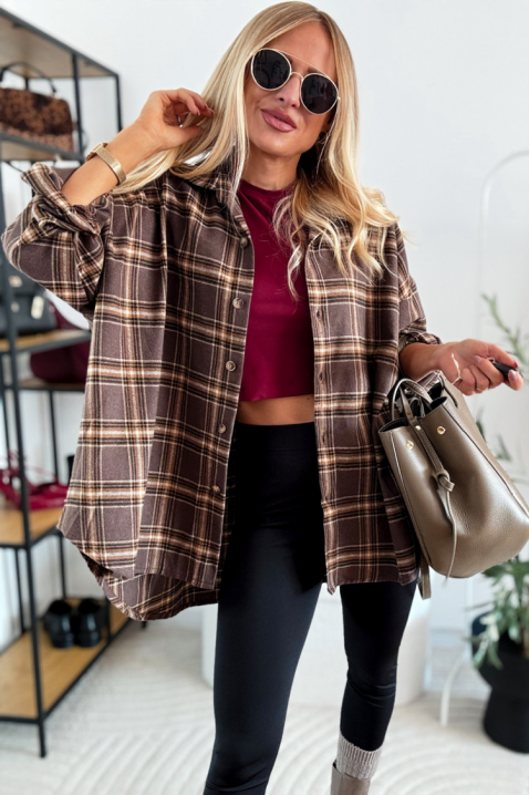 Дамска риза ZARDELDA, Цвят: кафяв, IVET.BG - Твоят онлайн бутик.