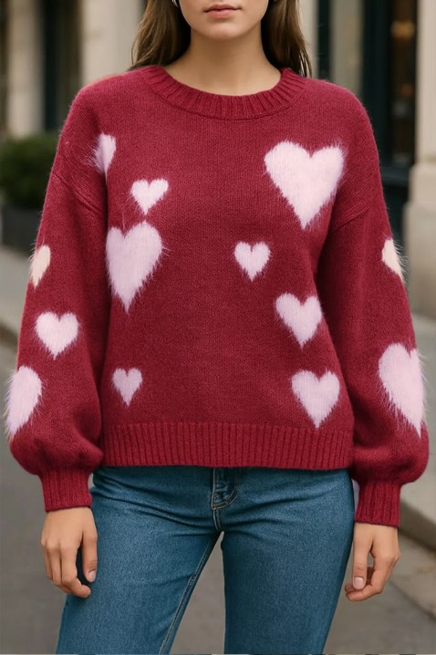 Пуловер NABLILZA BORDO, Цвят: бордо, IVET.BG - Твоят онлайн бутик.