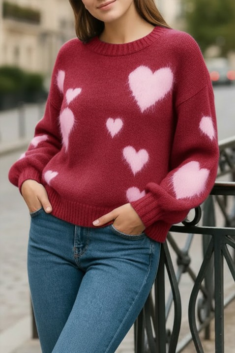 Пуловер NABLILZA BORDO, Цвят: бордо, IVET.BG - Твоят онлайн бутик.