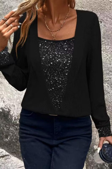 Дамска блуза FLILONZA BLACK, Цвят: черен, IVET.BG - Твоят онлайн бутик.