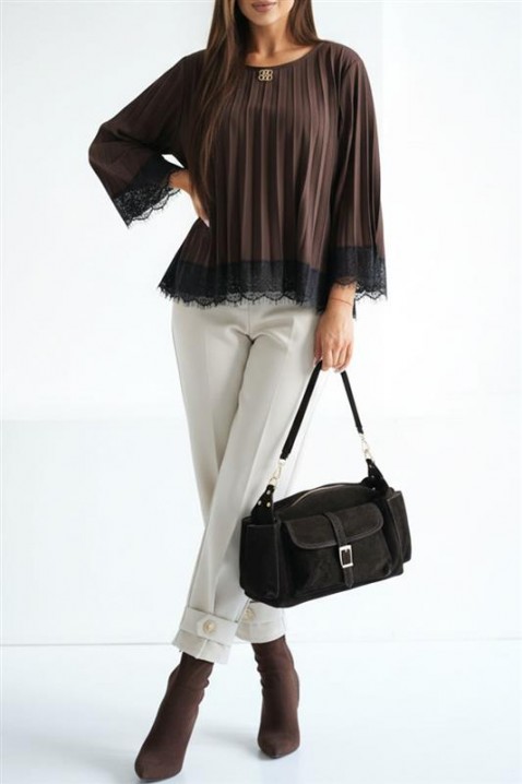 Дамска блуза VLANDENA BROWN, Цвят: кафяв, IVET.BG - Твоят онлайн бутик.