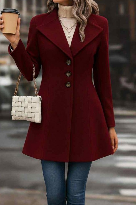 Палто MENDIONA BORDO, Цвят: бордо, IVET.BG - Твоят онлайн бутик.