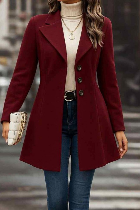Палто MENDIONA BORDO, Цвят: бордо, IVET.BG - Твоят онлайн бутик.