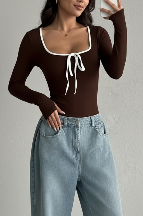 Дамска блуза VRIONZA BROWN, Цвят: кафяв, IVET.BG - Твоят онлайн бутик.