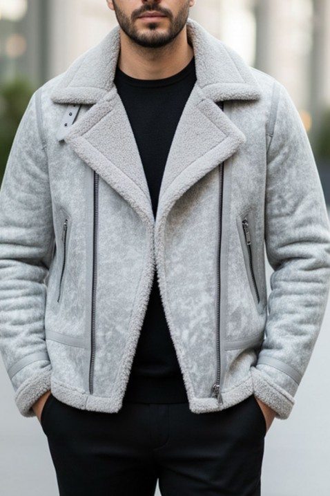 Мъжко яке BERMENGO, Цвят: светлосив, IVET.BG - Твоят онлайн бутик.