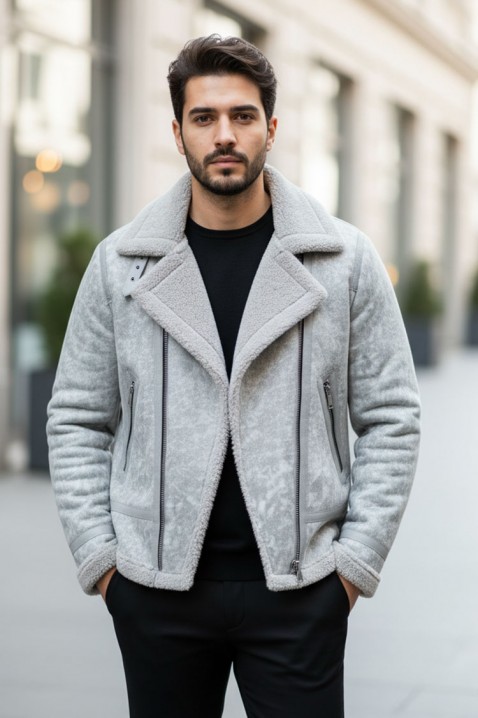 Мъжко яке BERMENGO, Цвят: светлосив, IVET.BG - Твоят онлайн бутик.