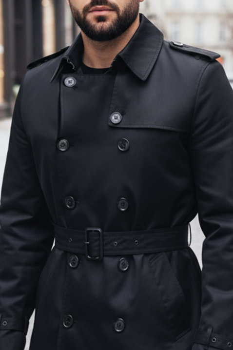 Мъжки тренчкот XABELTO, Цвят: черен, IVET.BG - Твоят онлайн бутик.