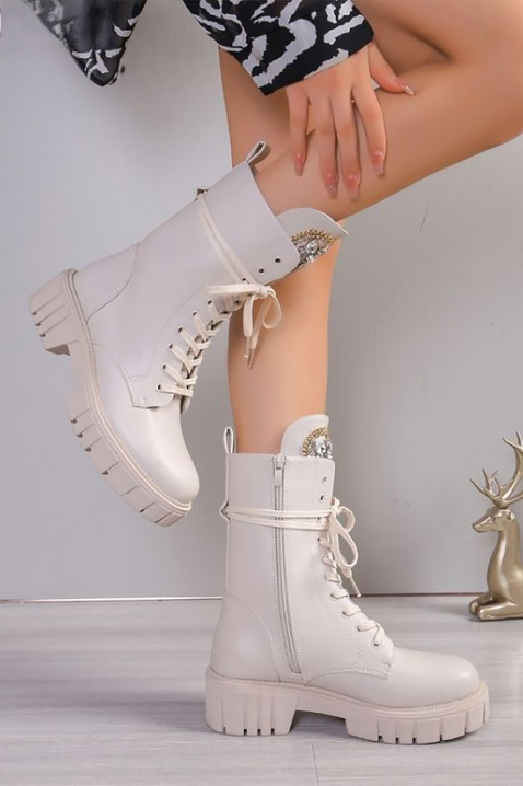 Дамски боти OLGERMA, Цвят: екрю, IVET.BG - Твоят онлайн бутик.