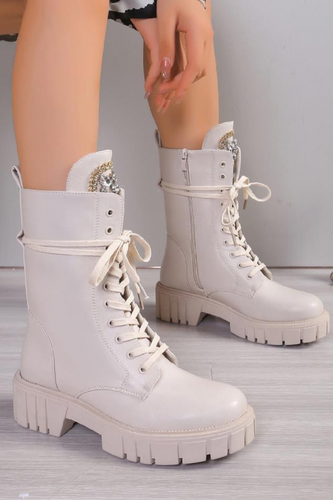 Дамски боти OLGERMA, Цвят: екрю, IVET.BG - Твоят онлайн бутик.