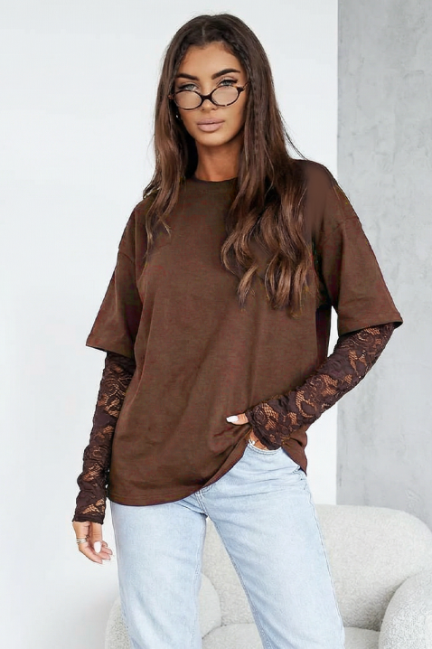 Дамска блуза CALIOPA BROWN, Цвят: кафяв, IVET.BG - Твоят онлайн бутик.