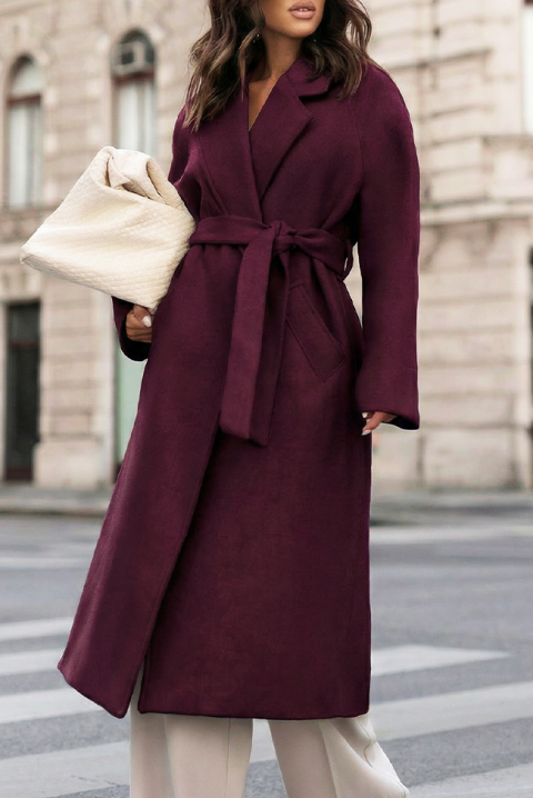 Палто KLAZILIYA BORDO, Цвят: бордо, IVET.BG - Твоят онлайн бутик.