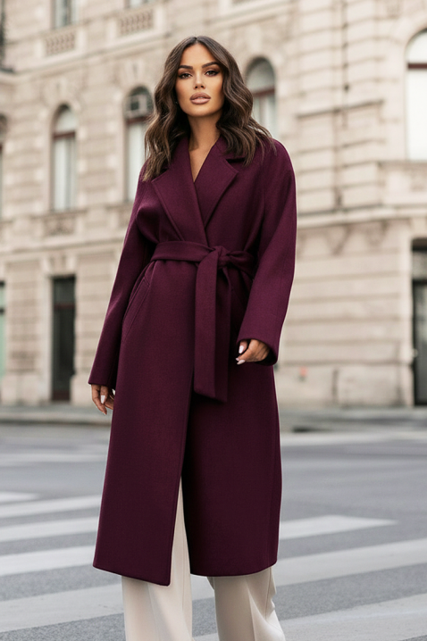 Палто KLAZILIYA BORDO, Цвят: бордо, IVET.BG - Твоят онлайн бутик.
