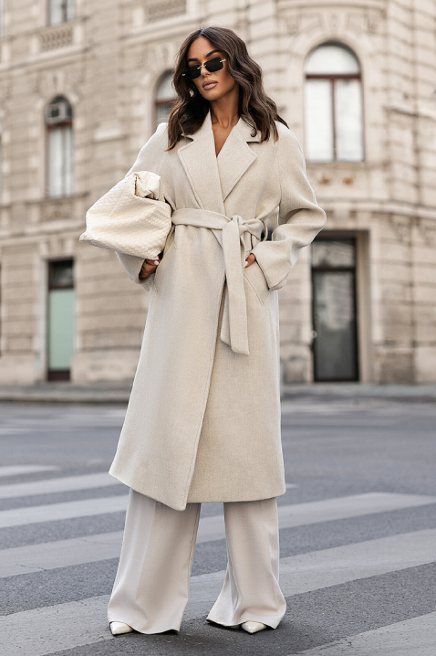 Палто KLAZILIYA ECRU, Цвят: екрю, IVET.BG - Твоят онлайн бутик.