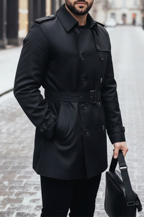 Мъжки тренчкот XABELTO, Цвят: черен, IVET.BG - Твоят онлайн бутик.