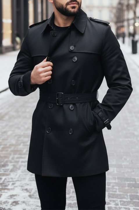 Мъжки тренчкот XABELTO, Цвят: черен, IVET.BG - Твоят онлайн бутик.