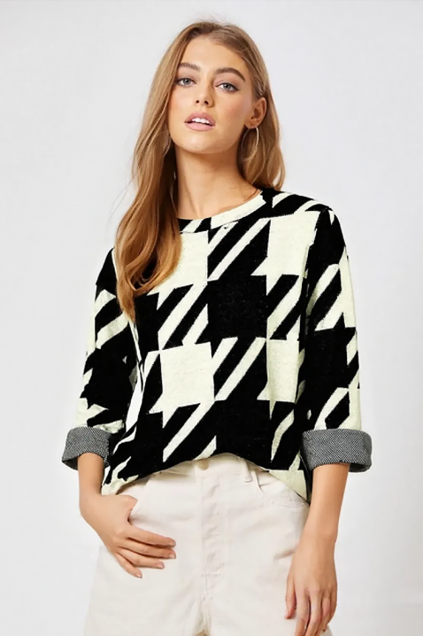 Дамска блуза NORFILMA, Цвят: черно и бяло, IVET.BG - Твоят онлайн бутик.