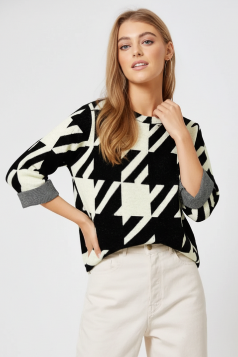 Дамска блуза NORFILMA, Цвят: черно и бяло, IVET.BG - Твоят онлайн бутик.