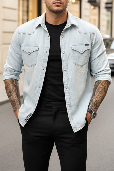 Мъжка риза TORMER SKY, Цвят: светлосин, IVET.BG - Твоят онлайн бутик.