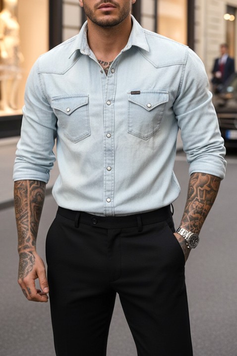 Мъжка риза TORMER SKY, Цвят: светлосин, IVET.BG - Твоят онлайн бутик.