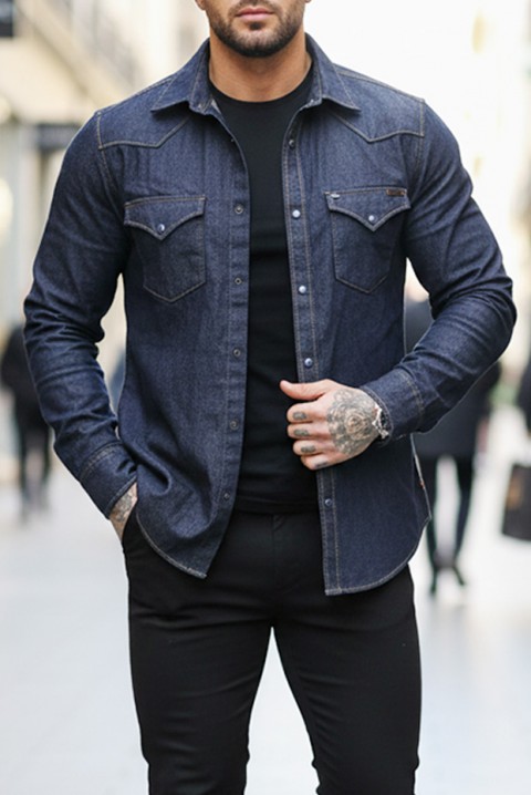 Мъжка риза TORMER INDIGO, Цвят: индиго, IVET.BG - Твоят онлайн бутик.