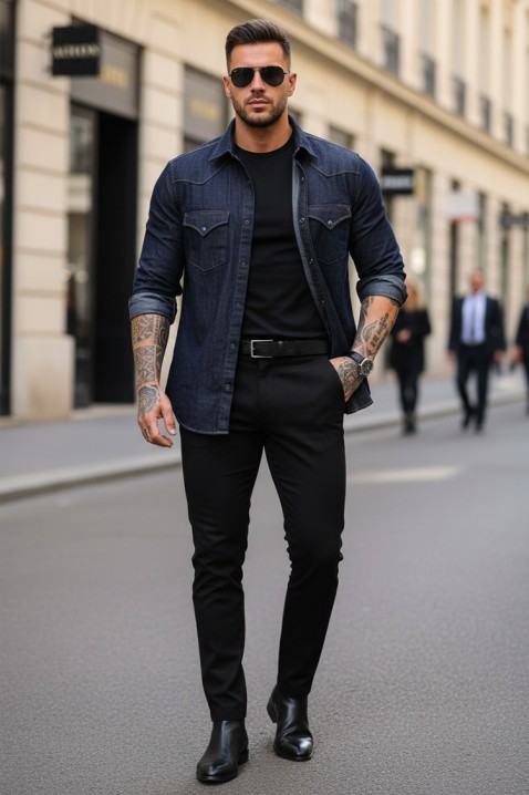 Мъжка риза TORMER INDIGO, Цвят: индиго, IVET.BG - Твоят онлайн бутик.