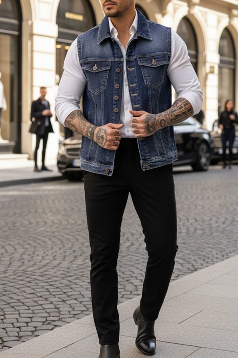 Мъжки елек REFERO BLUE, Цвят: син, IVET.BG - Твоят онлайн бутик.