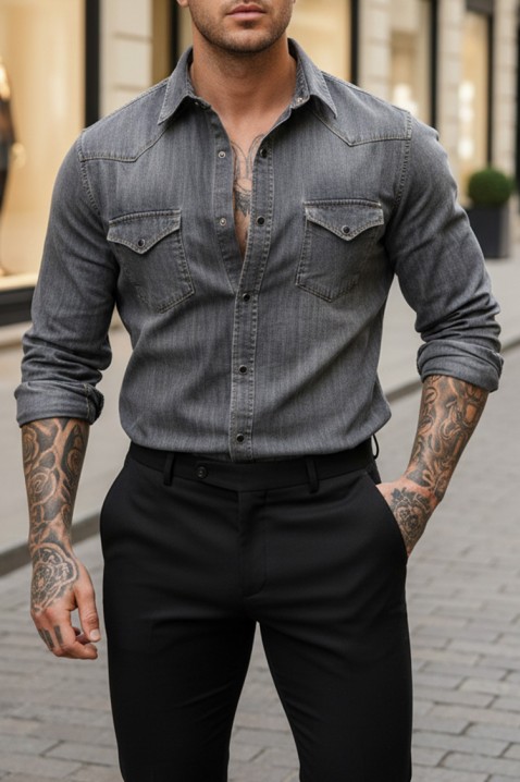 Мъжка риза TORMER GREY, Цвят: тъмносин, IVET.BG - Твоят онлайн бутик.