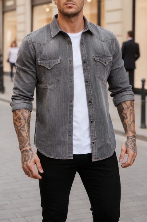 Мъжка риза TORMER GREY, Цвят: тъмносин, IVET.BG - Твоят онлайн бутик.