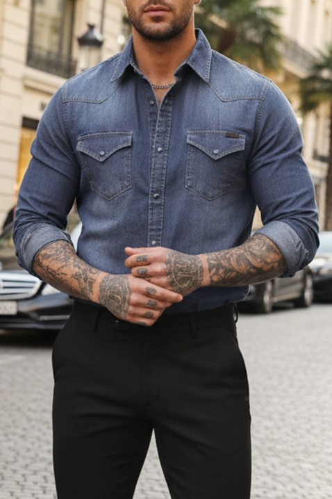 Мъжка риза TORMER NAVY, Цвят: тъмносин, IVET.BG - Твоят онлайн бутик.