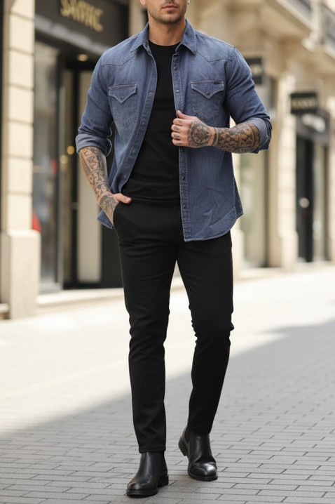 Мъжка риза TORMER NAVY, Цвят: тъмносин, IVET.BG - Твоят онлайн бутик.